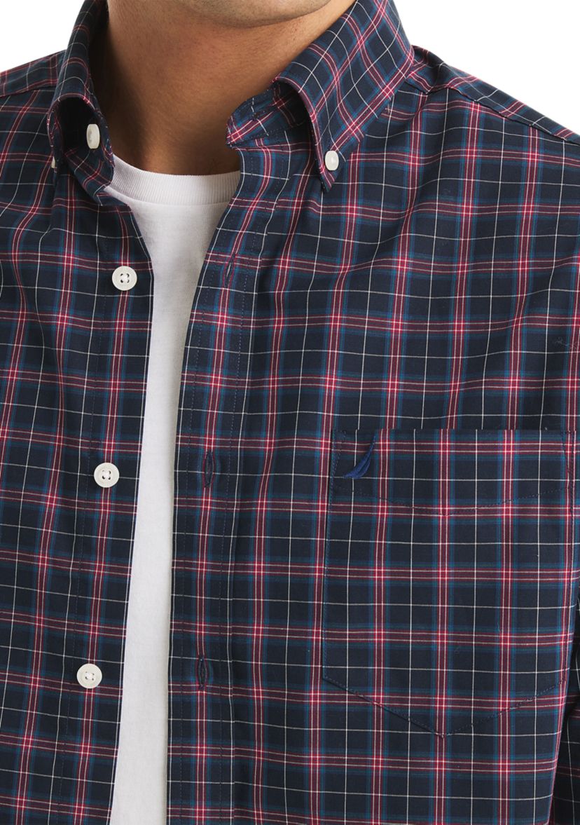 Mens Long Sleeve Plaid Woven Shirt