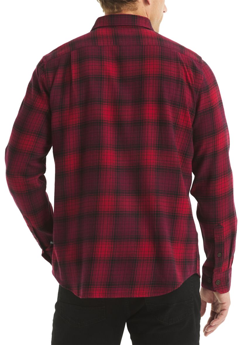 Mens Long Sleeve Stretch Plaid Flannel