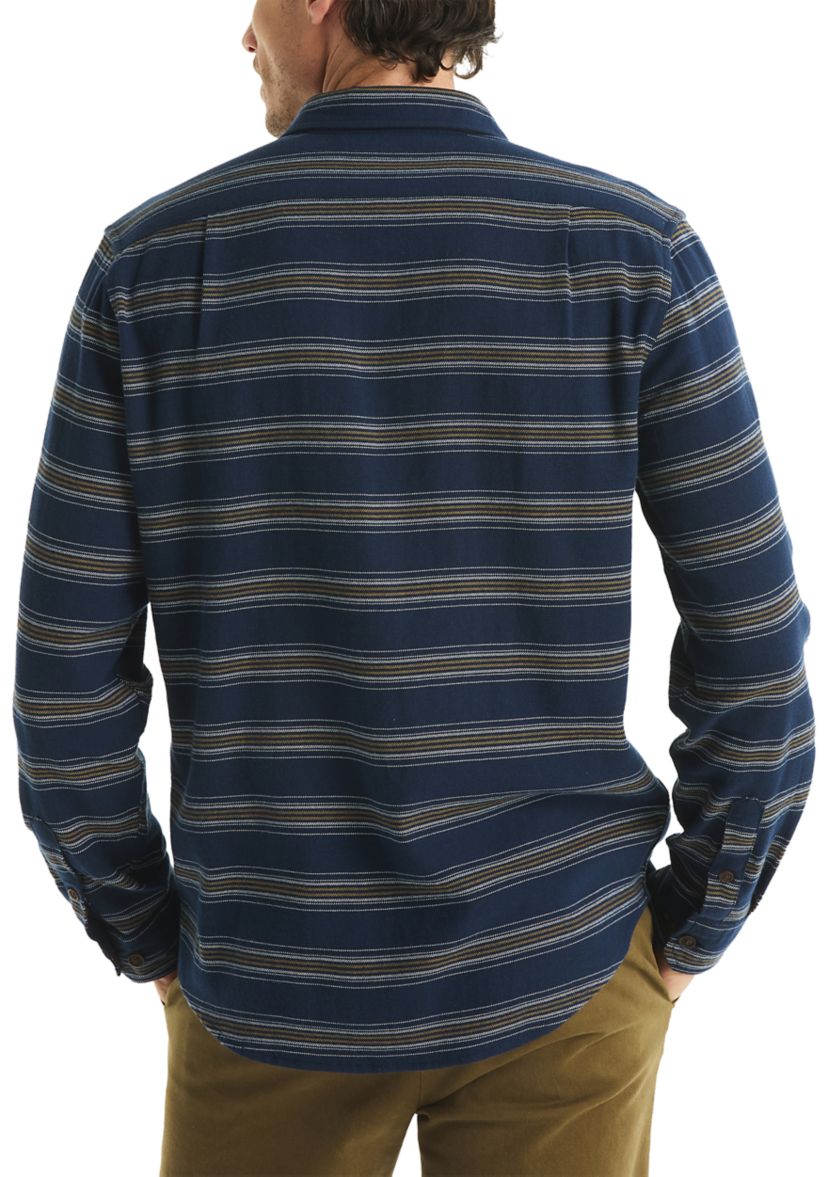 Mens Long Sleeve Striped Stretch Flannel