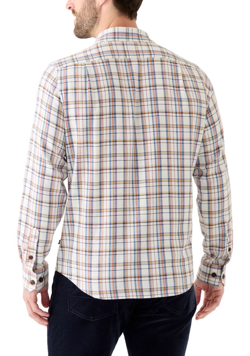 Mens Long Sleeve Stretch Plaid Flannel Button Up Shirt