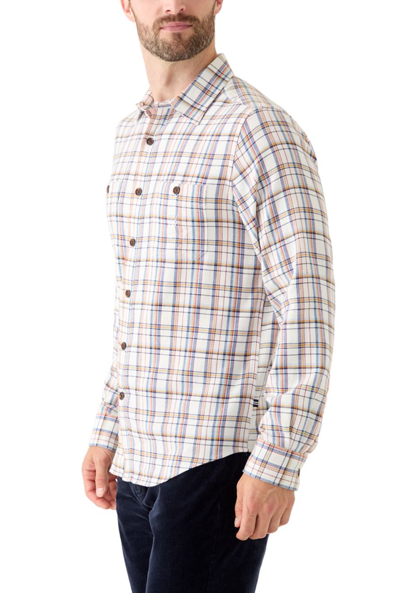 Mens Long Sleeve Stretch Plaid Flannel Button Up Shirt