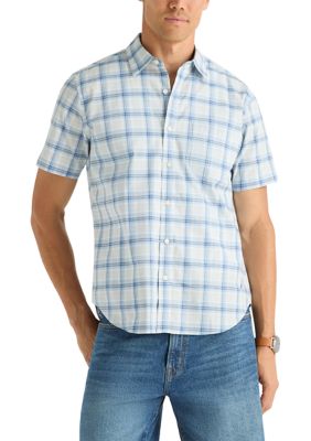 Nautica Men's Short Sleeve Slub Knit Plaid Shirt, 2XL Regular