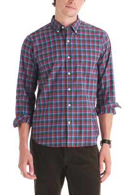 Nautica Men's Classic Fit Plaid Shirt, Red, S Regular