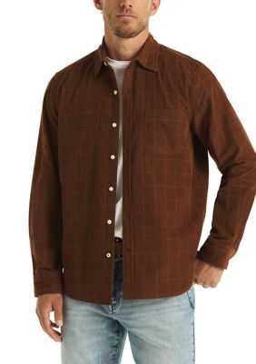 Nautica Men's Dobby Plaid Corduroy Shirt, XL Regular