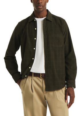 Nautica Men's Dobby Plaid Corduroy Shirt, S Regular