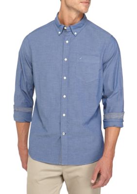 Men's Nautica Classic Fit Stretch Cotton Shirt, Blue, Small