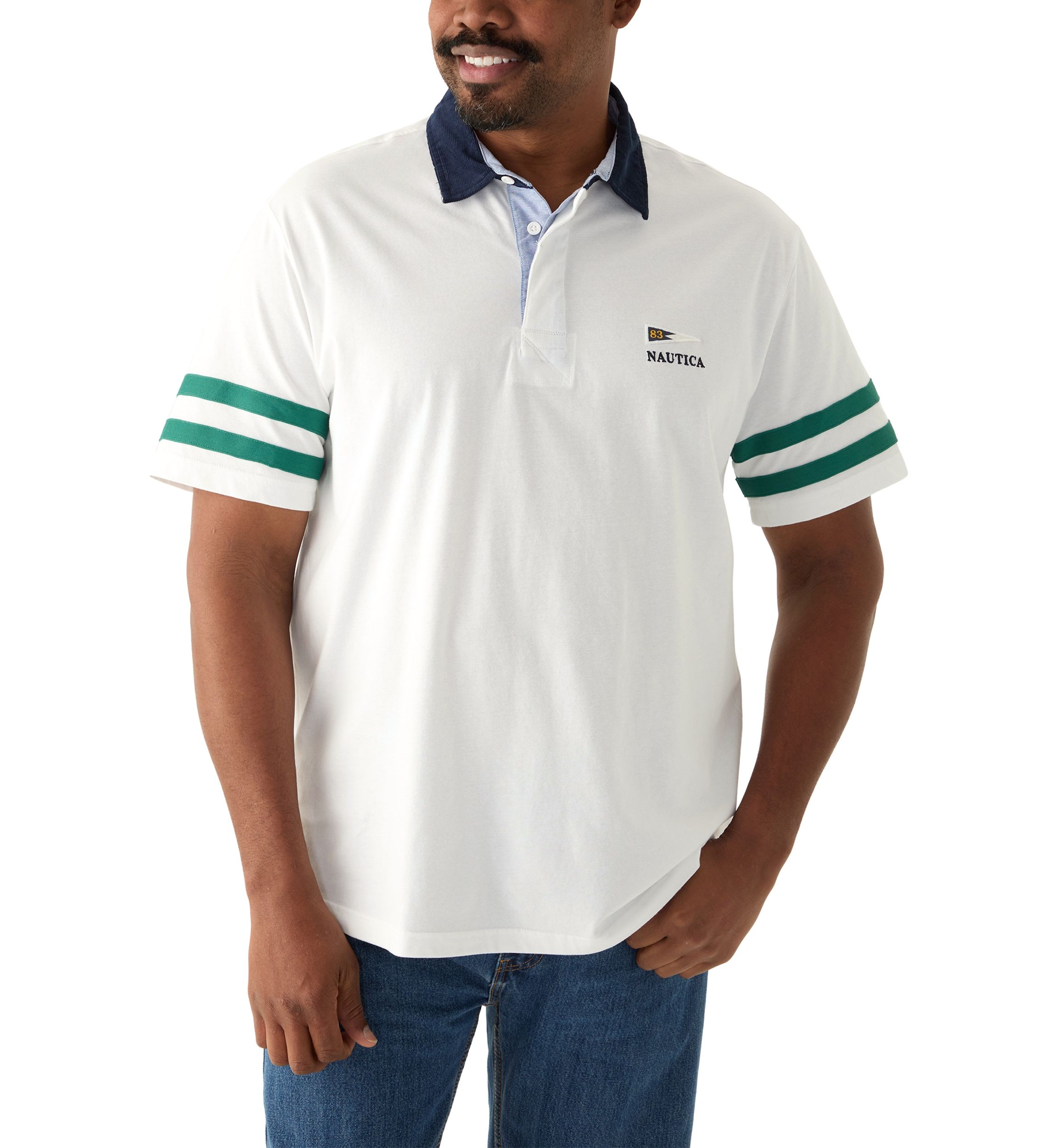Big & Tall Short Sleeve Rugby Stripe Polo Shirt 