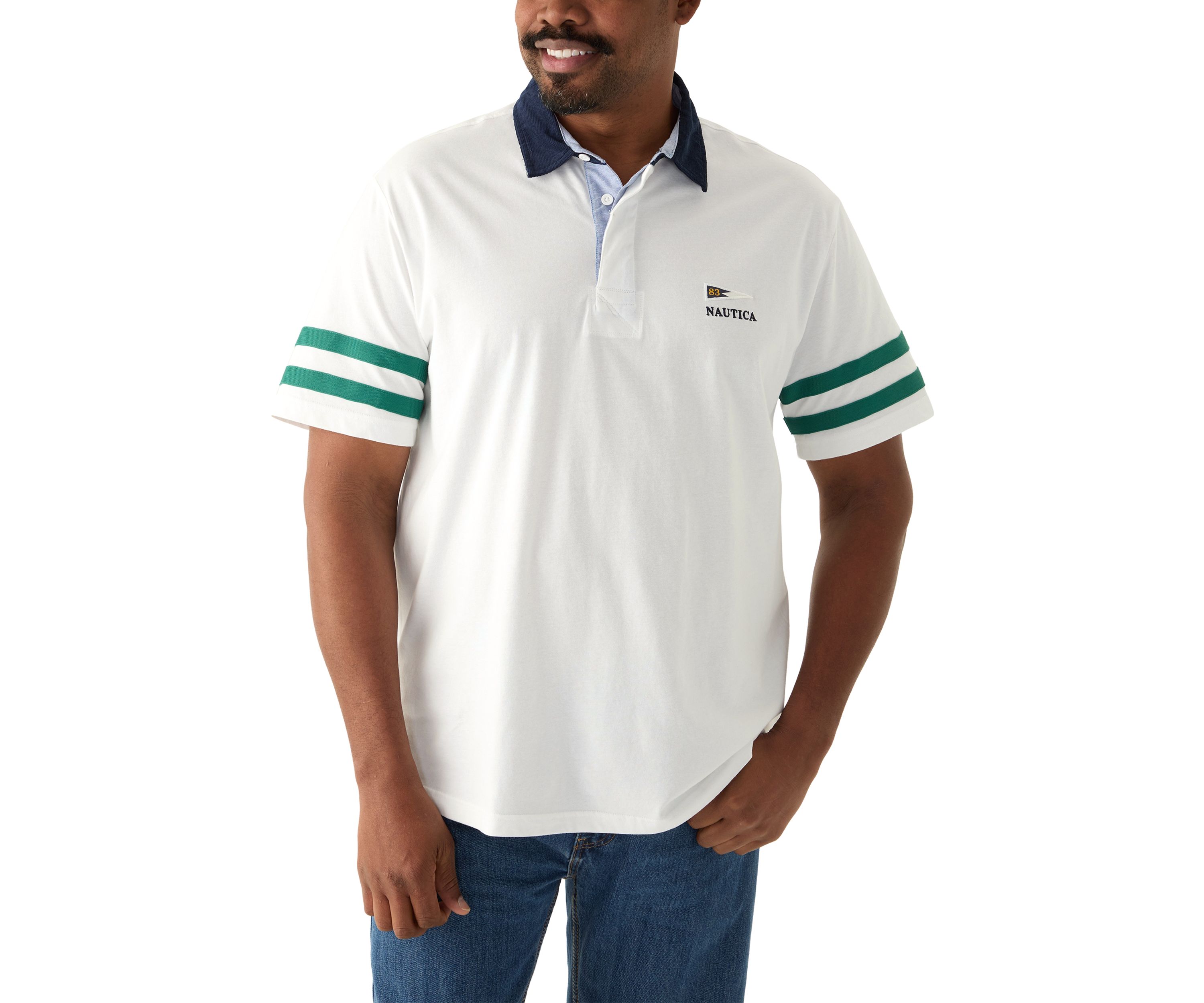 Big & Tall Short Sleeve Rugby Stripe Polo Shirt 