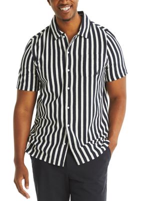 Nautica Men's Big & Tall Striped Button-Down Shirt, Navy Blue, 2XL Tall