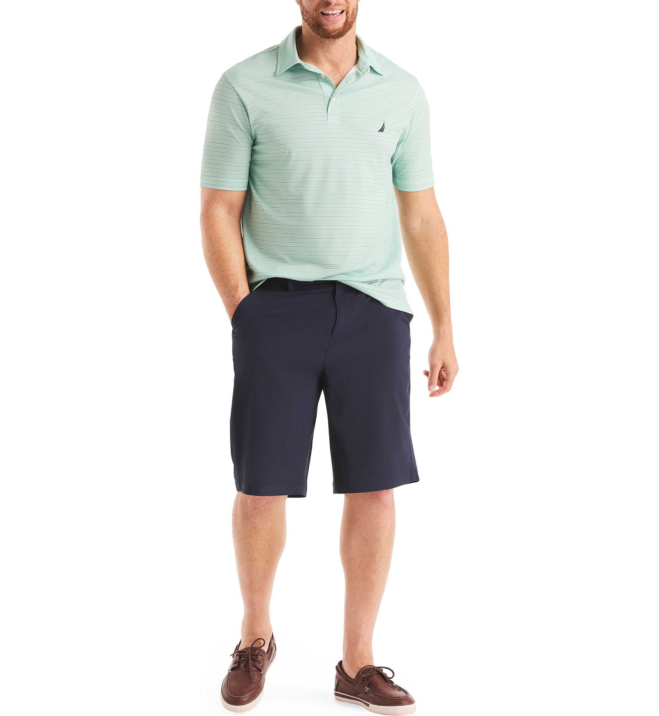 Big & Tall Beach Boys x Nautica Short Sleeve Performance Stripe Polo Shirt
