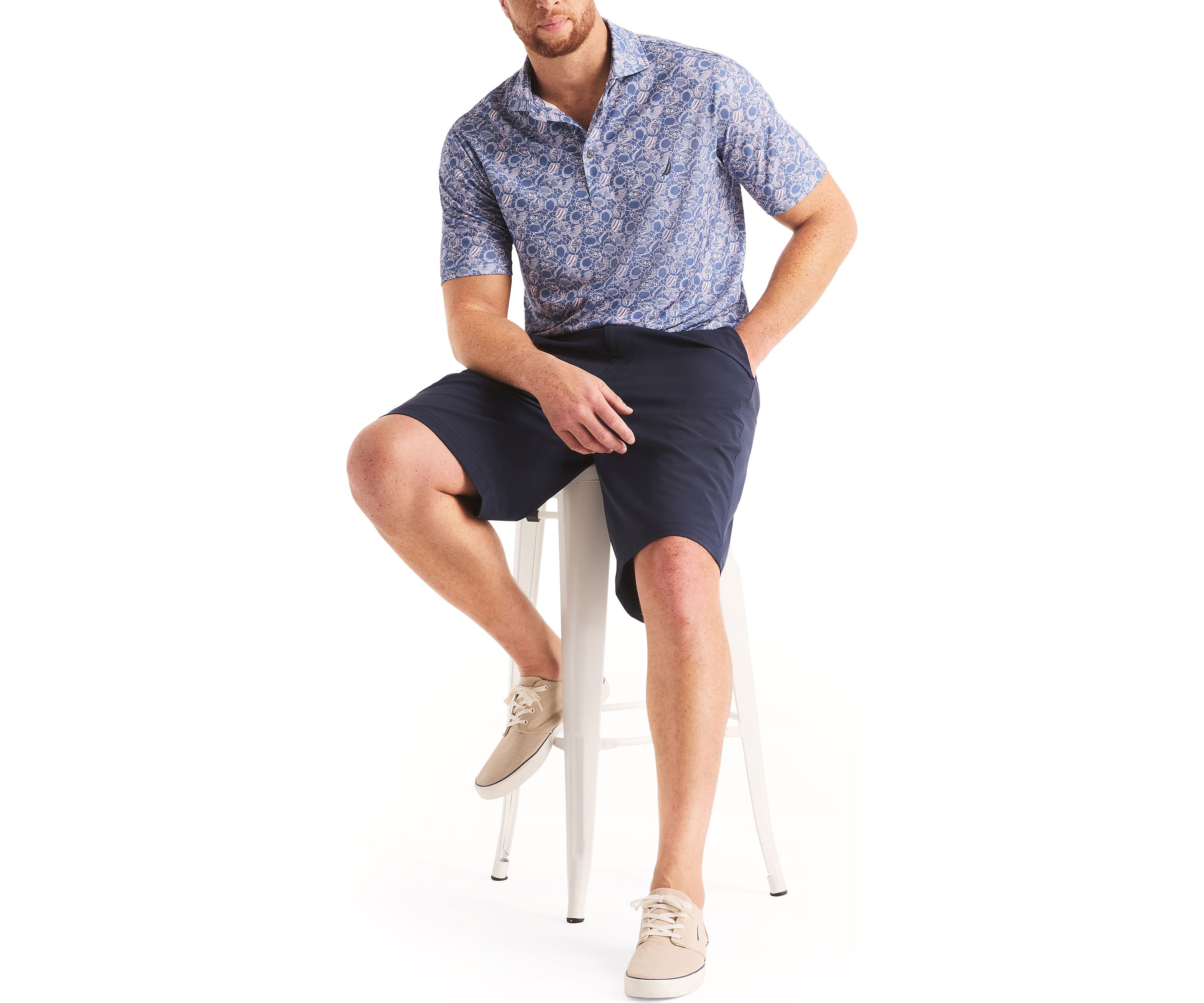 Big & Tall Beach Boys x Nautica Short Sleeve Performance Tropic Fish Print Polo Shirt