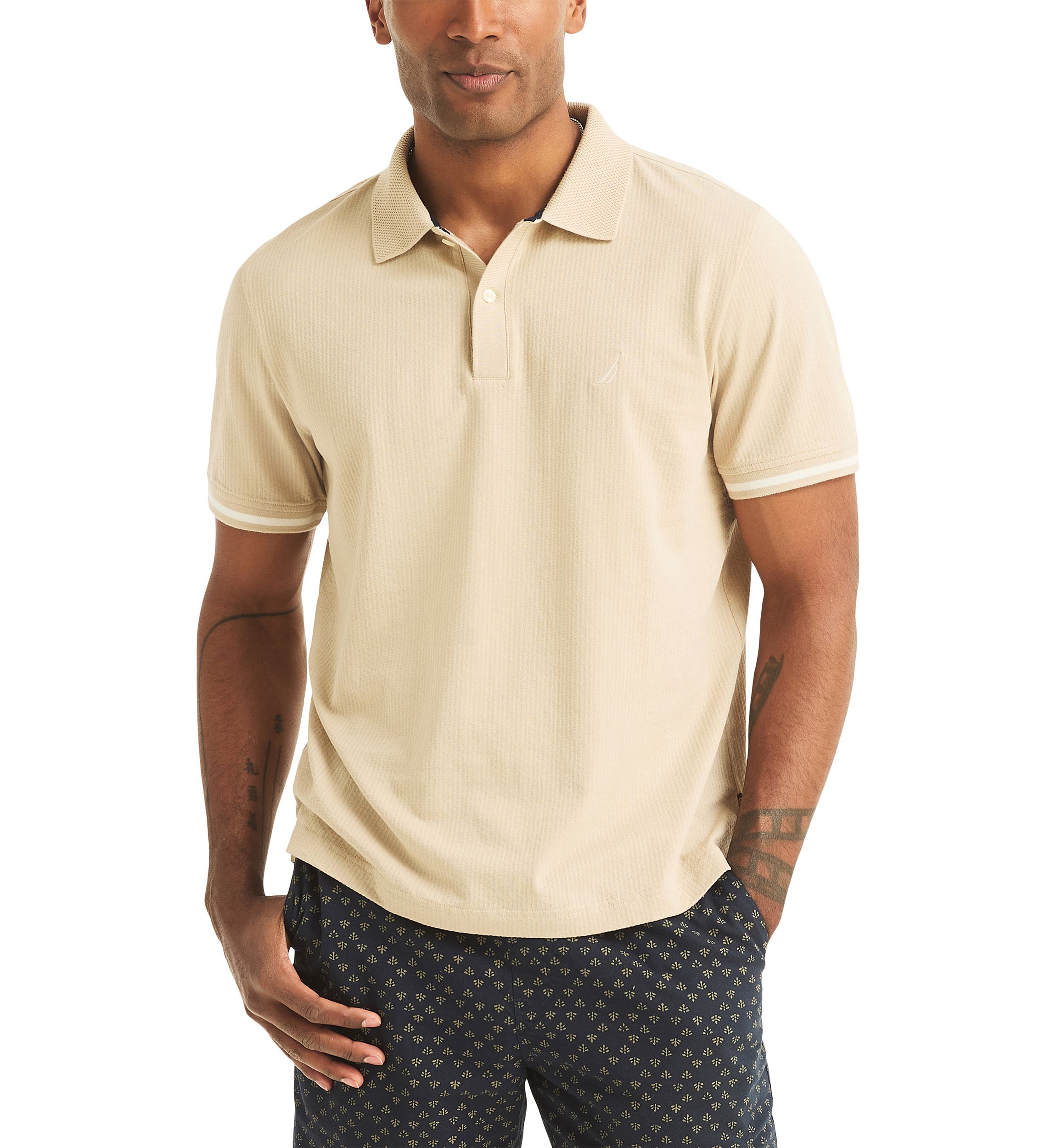 Nautica Big & Tall Seersucker Short Sleeve Polo Shirt | Belk