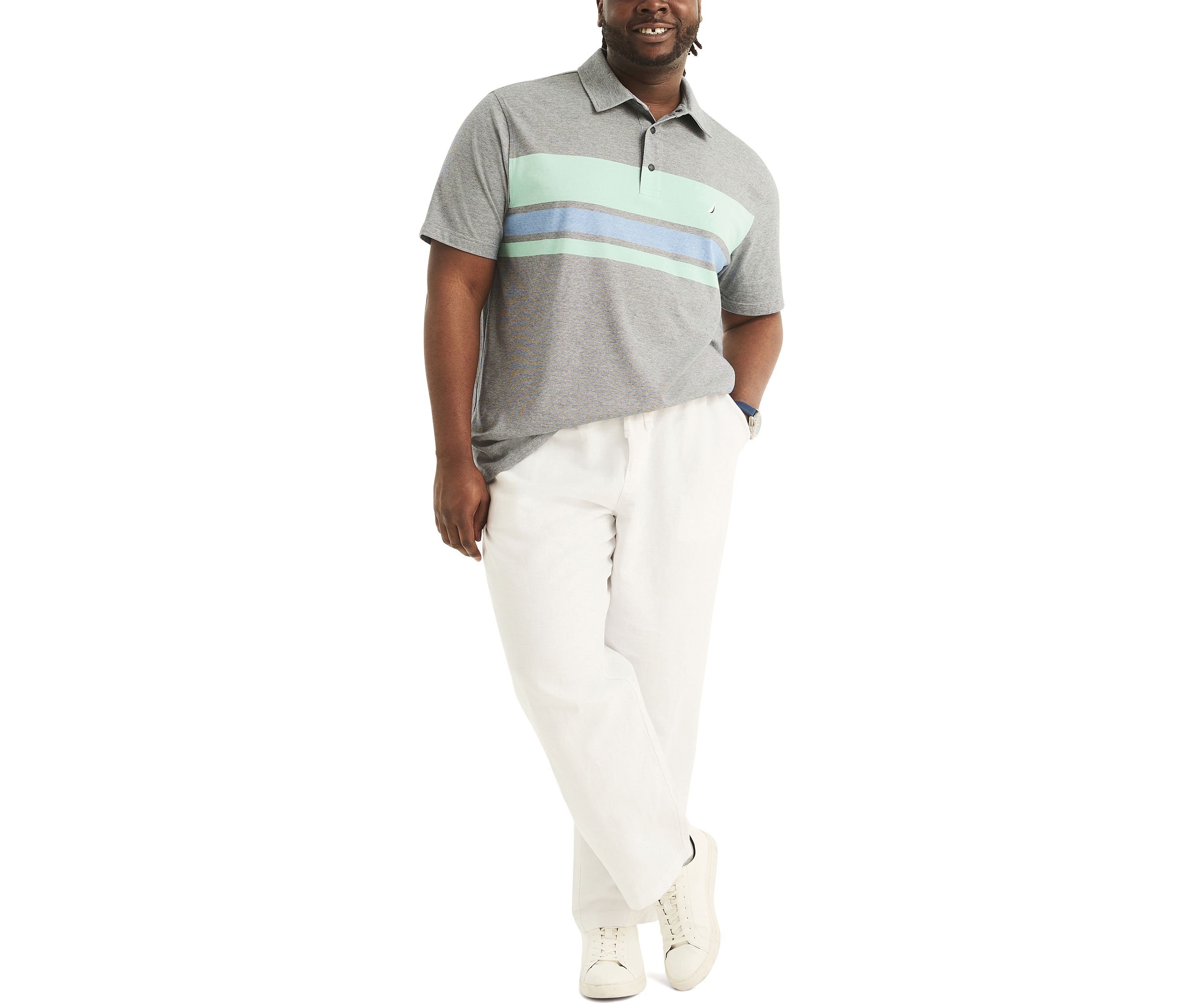 Big & Tall Navtech Sustainably Crafted Striped Classic Fit Deck Polo Shirt