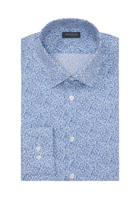 Madison Men's Long Sleeve Slim Floral Dress Shirt, Sky Blue, 14 - 14.5 32/33