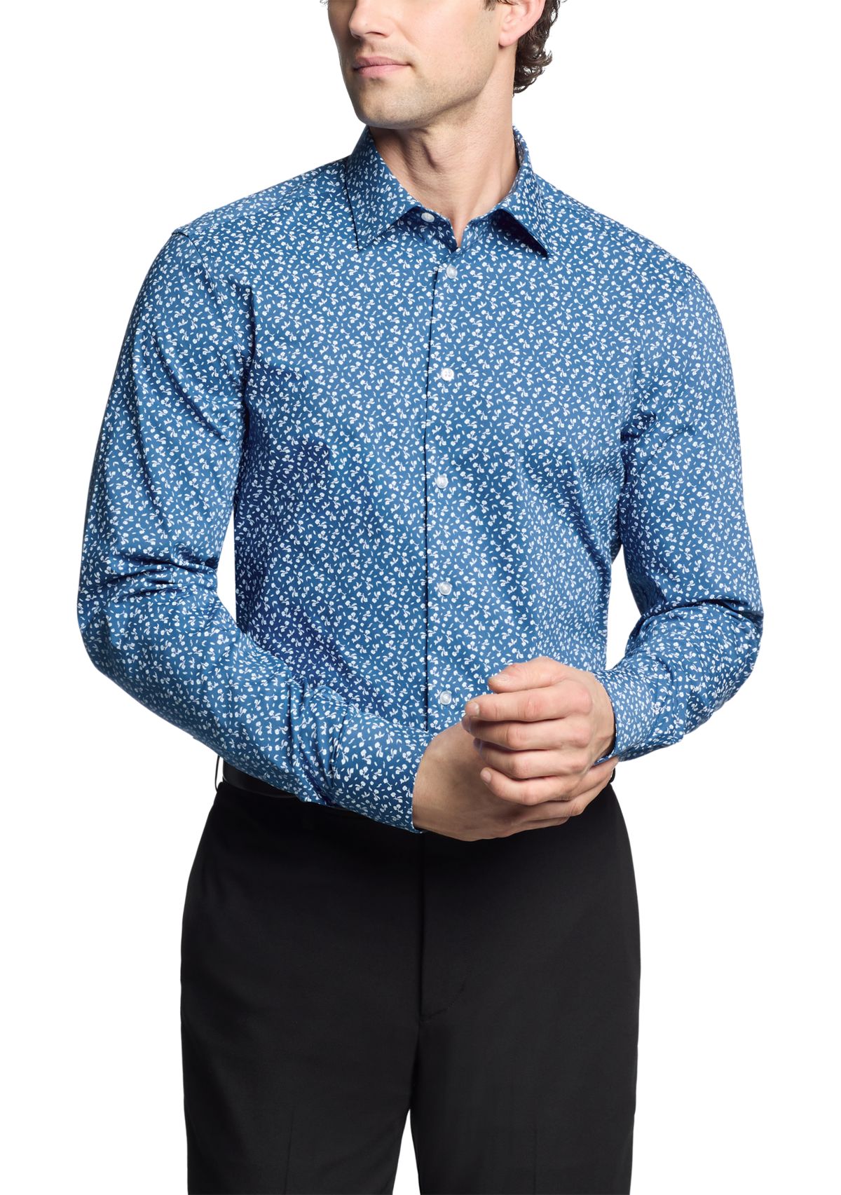 Mens Slim Fit Dynamic Cooling Stretch Dress Shirt