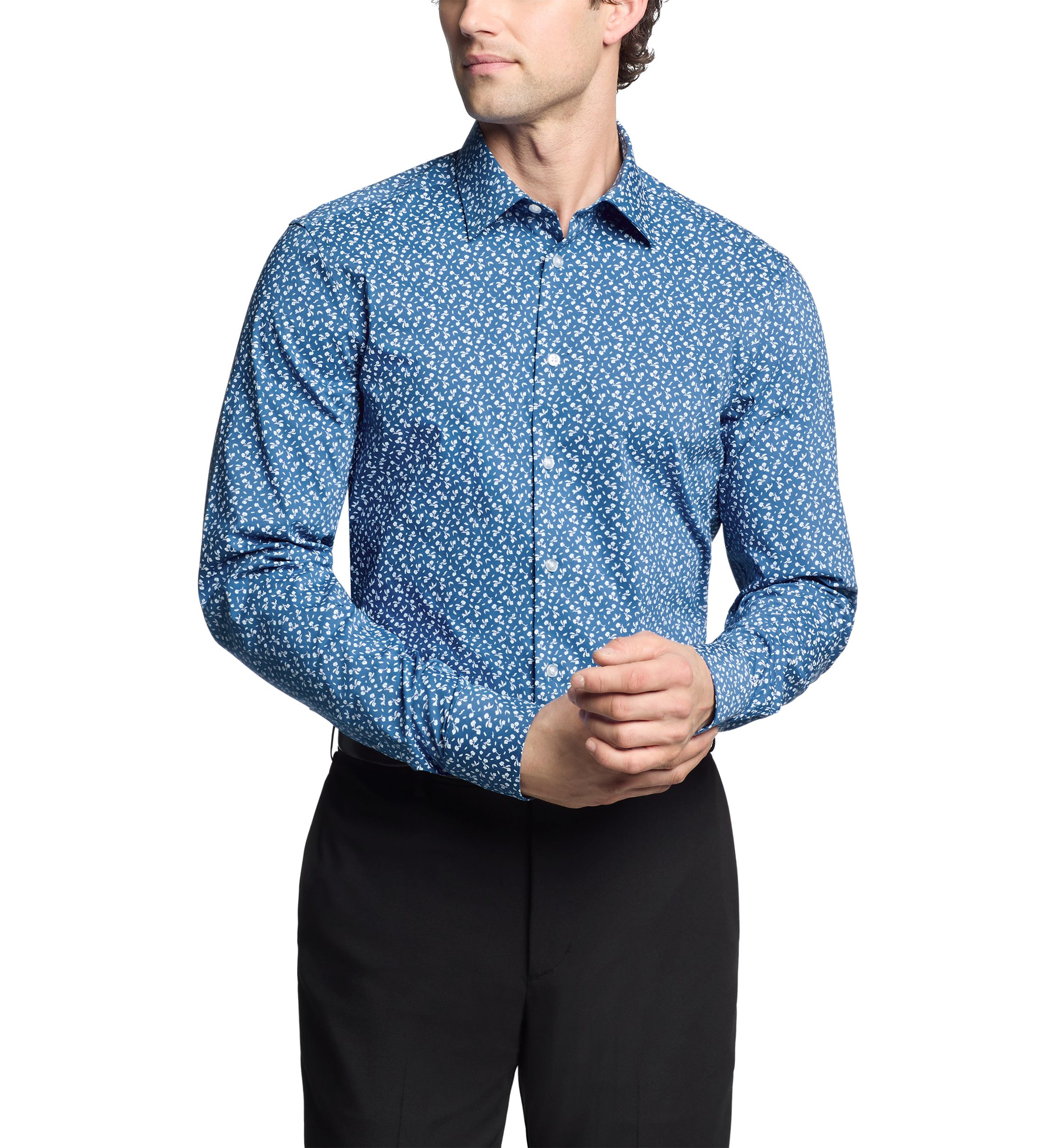 Mens Slim Fit Dynamic Cooling Stretch Dress Shirt