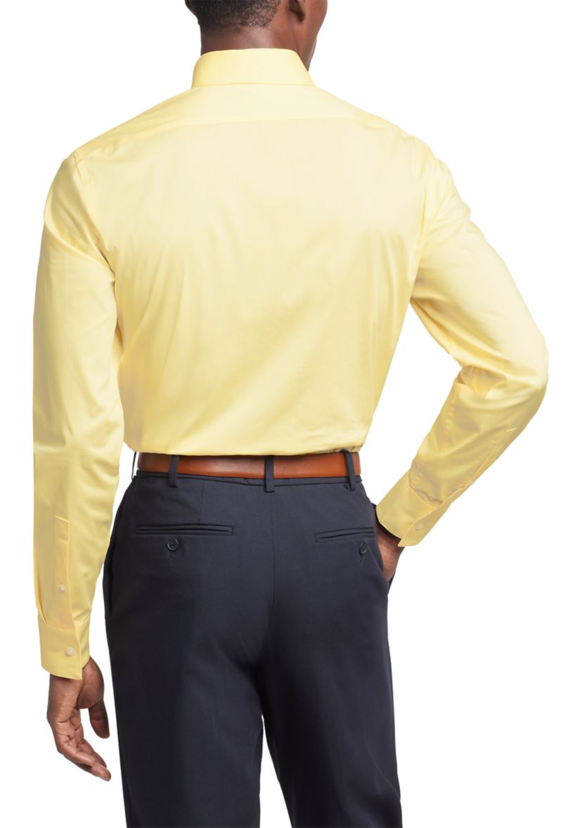 yellow dress shirt slim fit Mens - Ilmio Gold Fine Twill Spread Collar, Button Cuff - (L/R) Cotton Shirt
