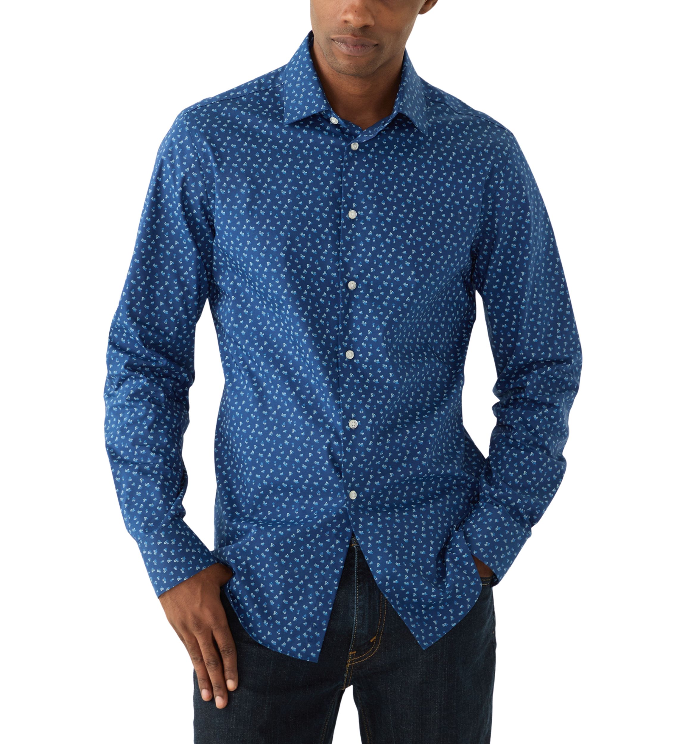 Mens Wrinkle Free Natural Stretch Dress Shirt