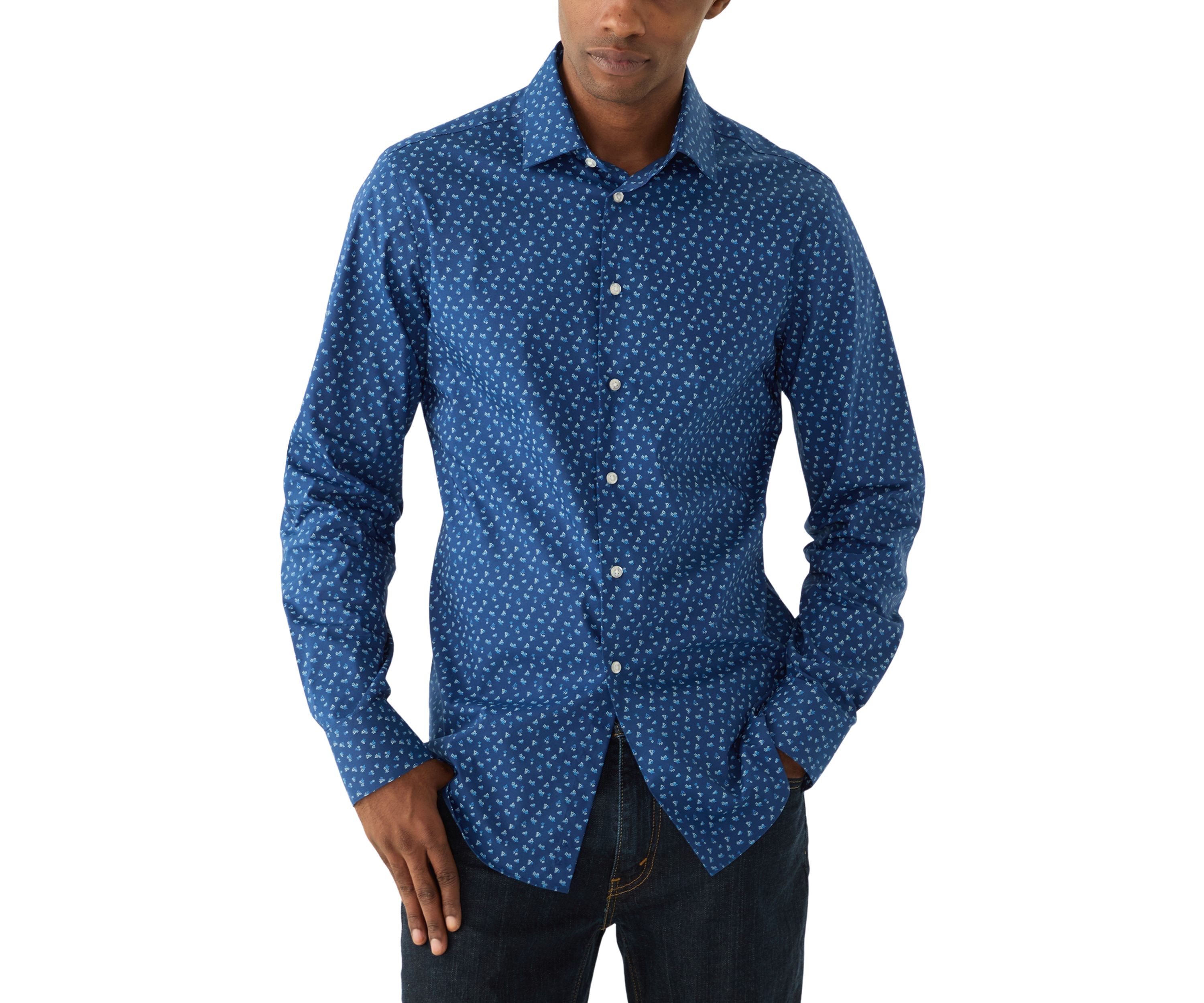 Mens Wrinkle Free Natural Stretch Dress Shirt
