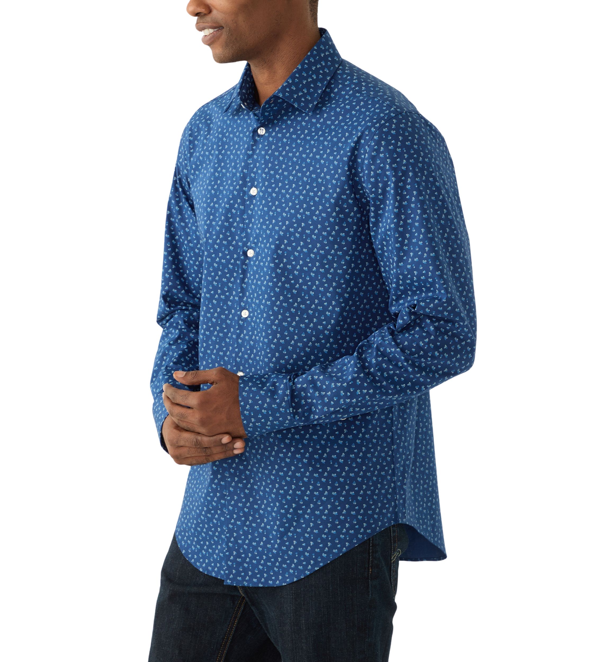 Mens Wrinkle Free Natural Stretch Dress Shirt