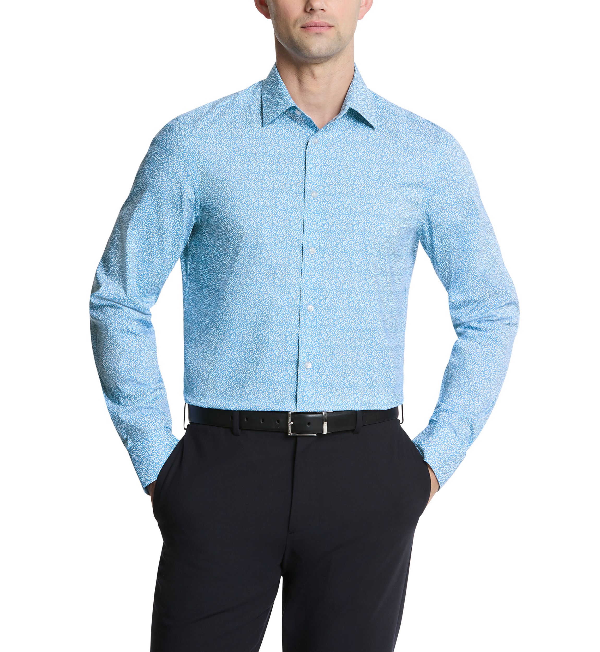Mens Liquid Soft Stretch Slim Fit Dress Shirt