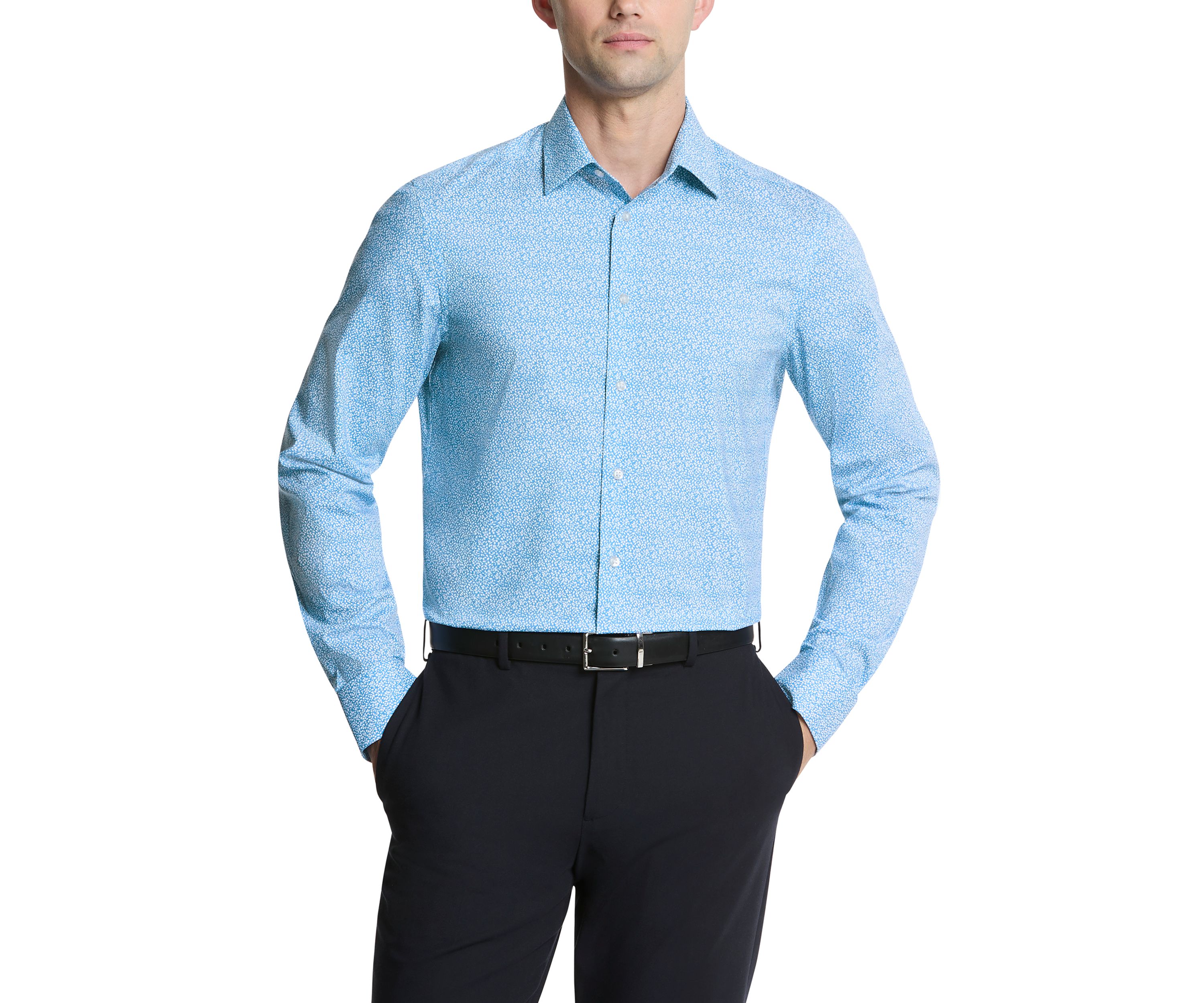 Mens Liquid Soft Stretch Slim Fit Dress Shirt