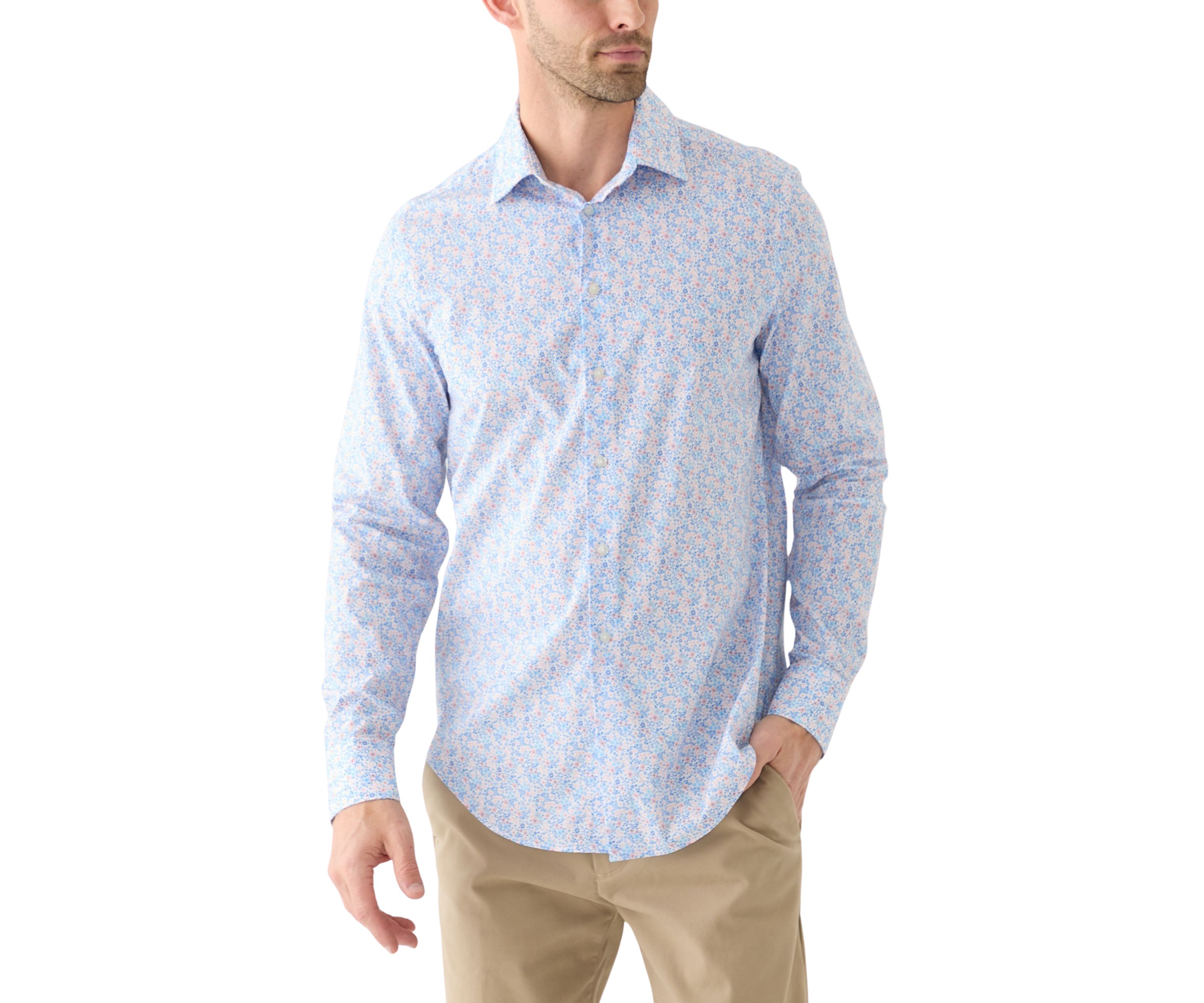 Mens Liquid Soft Stretch Slim Fit Dress Shirt