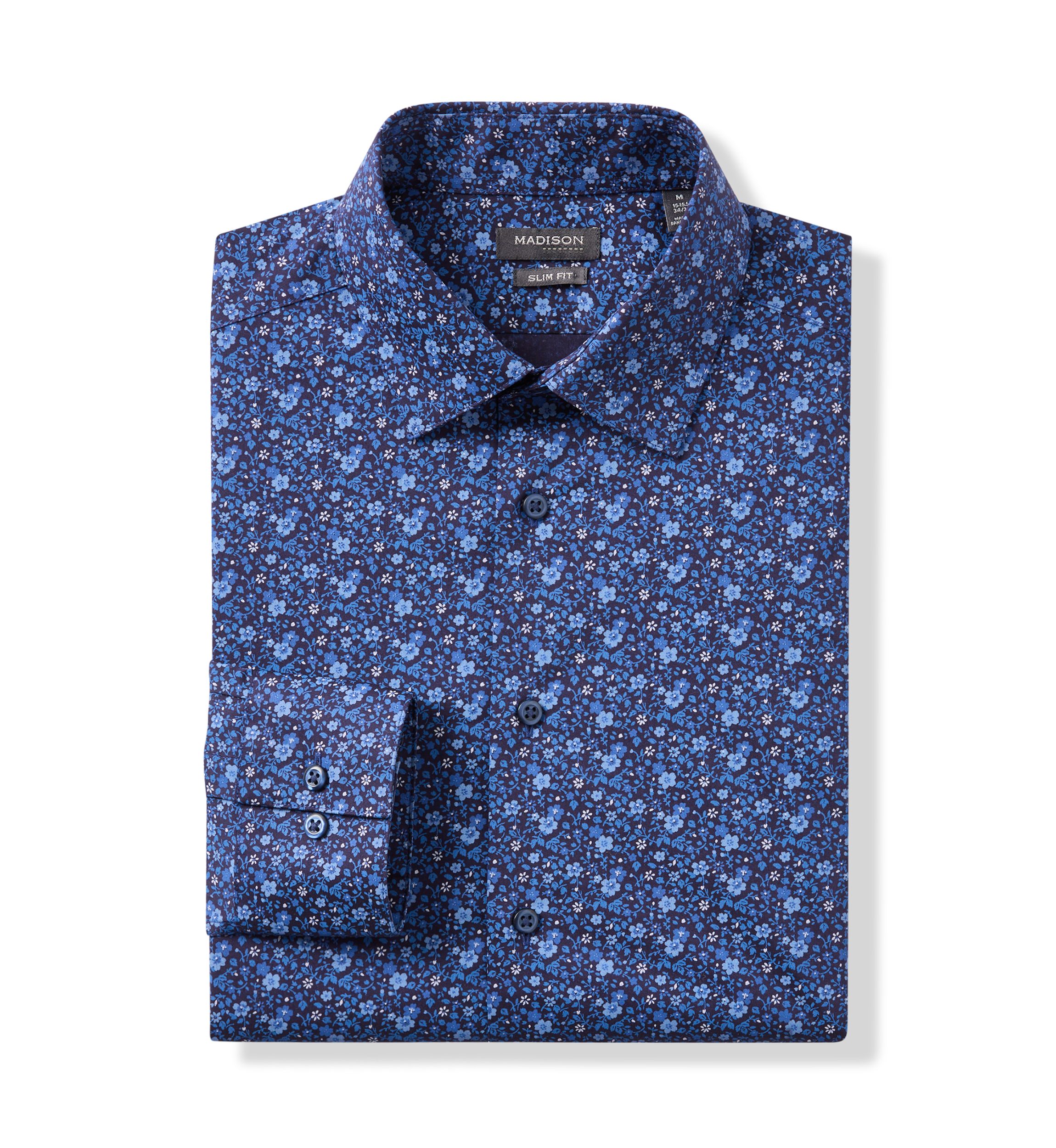Mens Slim Fit Printed Button Down Shirt
