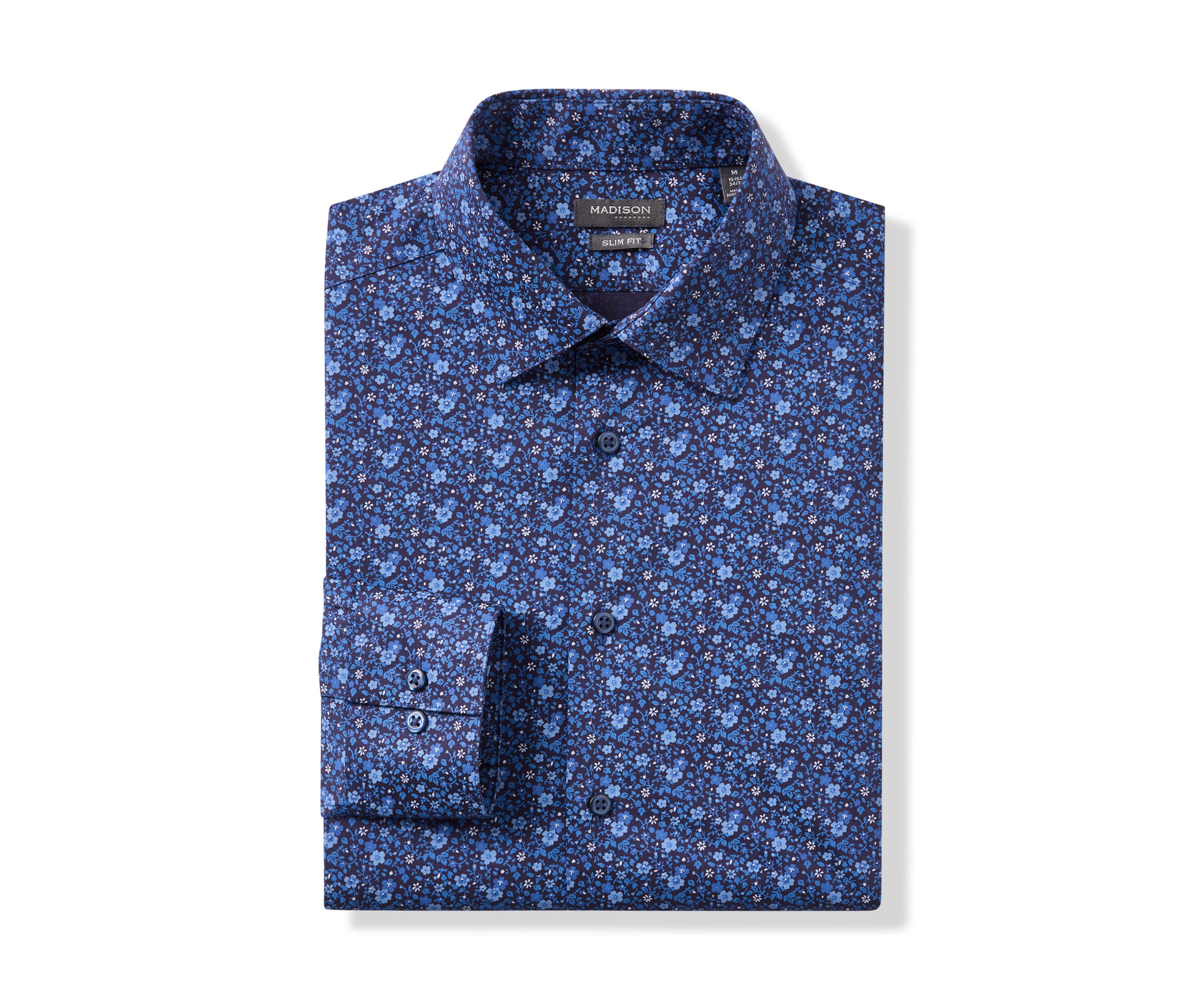 Mens Slim Fit Printed Button Down Shirt