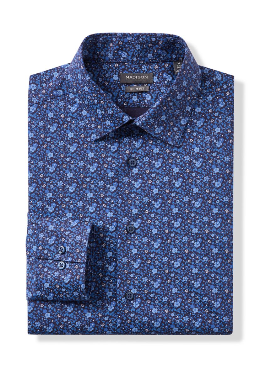 Mens Slim Fit Printed Button Down Shirt
