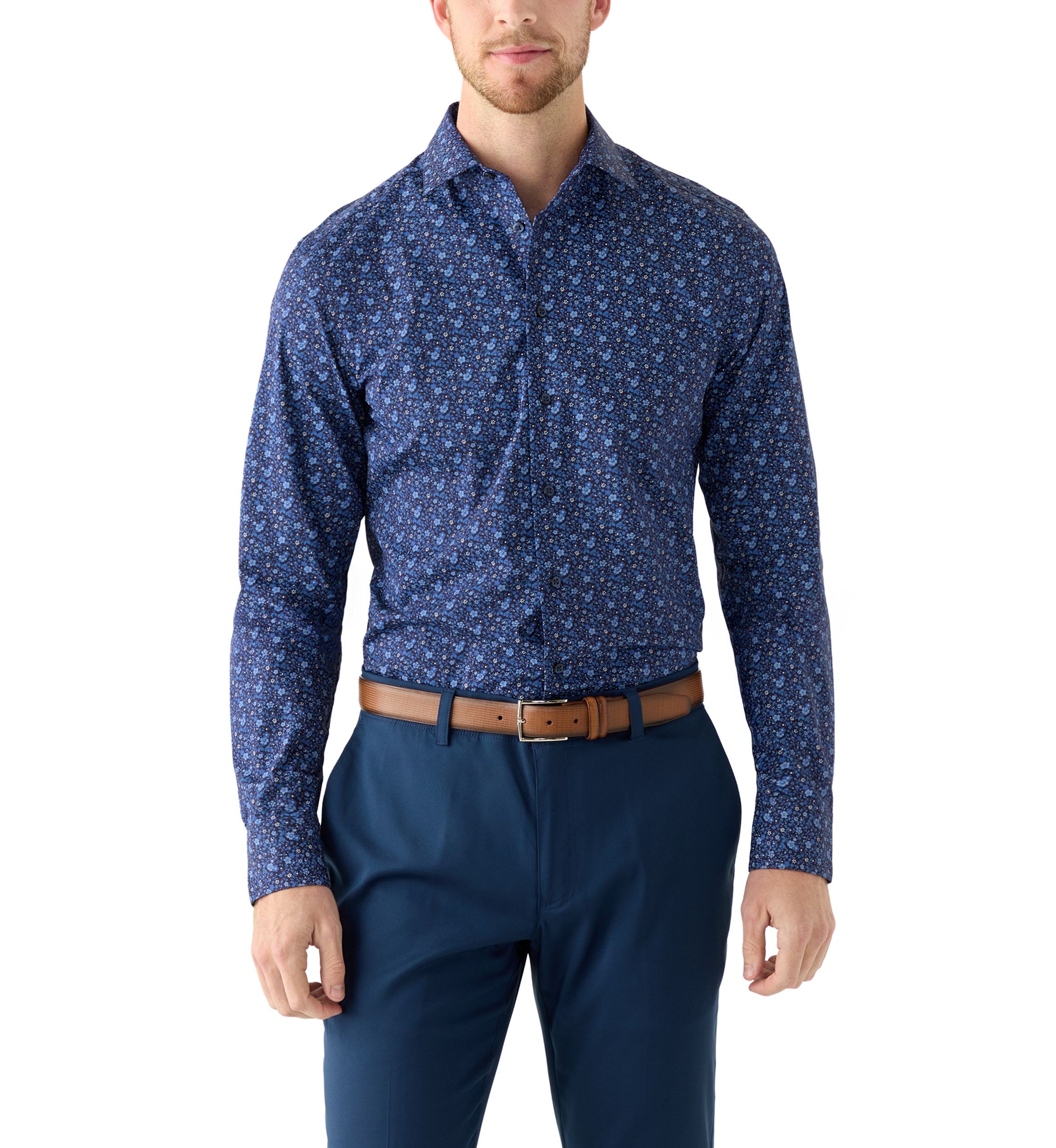 Mens Slim Fit Printed Button Down Shirt