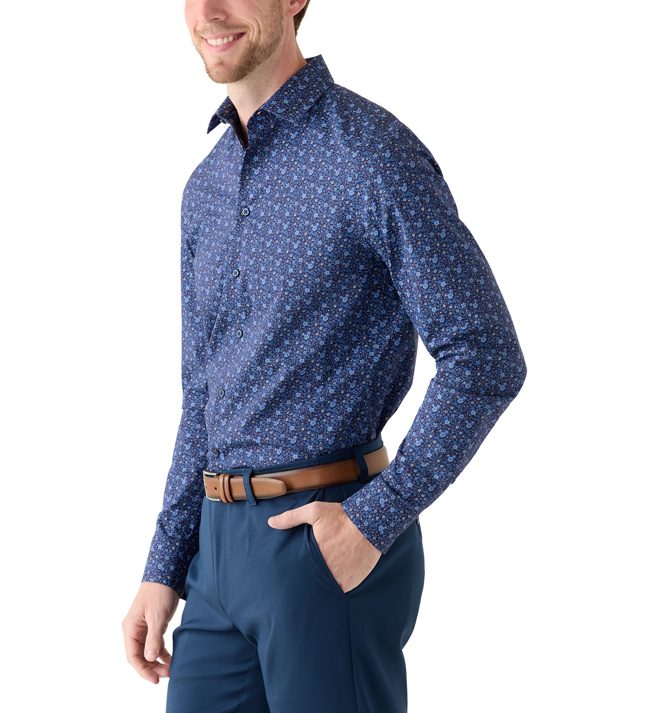 Mens Slim Fit Printed Button Down Shirt