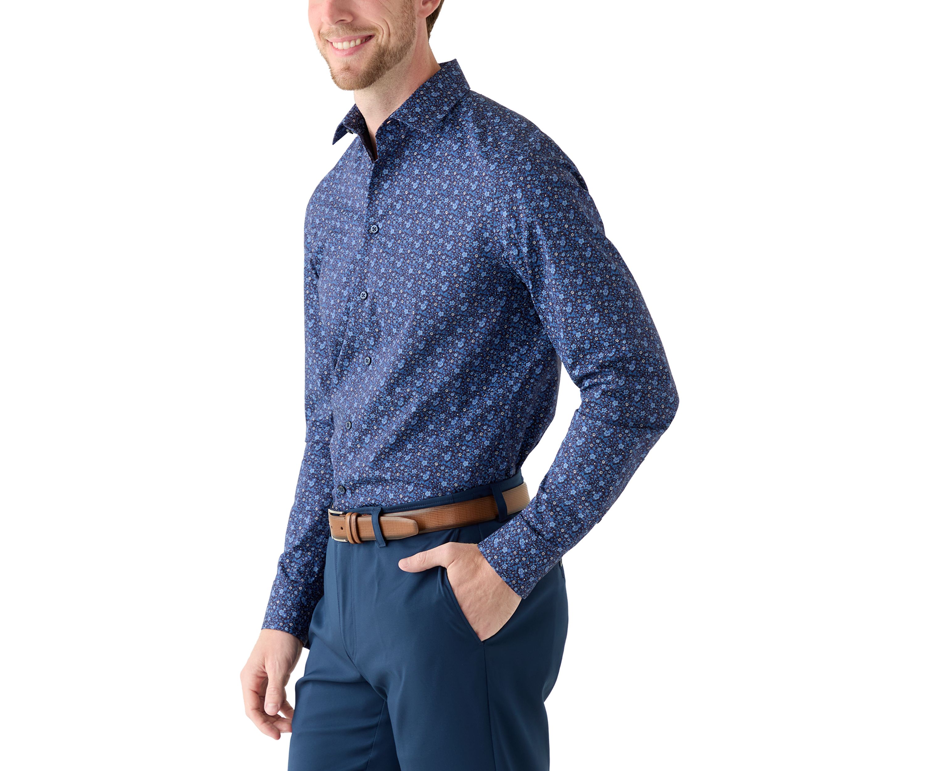 Mens Slim Fit Printed Button Down Shirt
