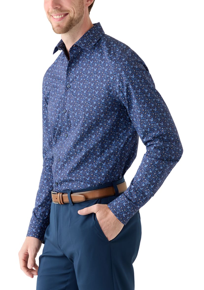 Mens Slim Fit Printed Button Down Shirt
