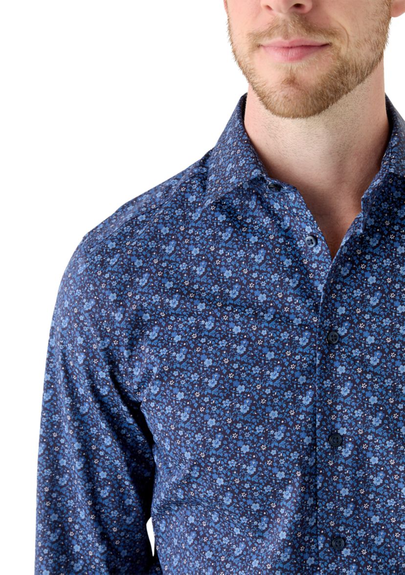 Mens Slim Fit Printed Button Down Shirt