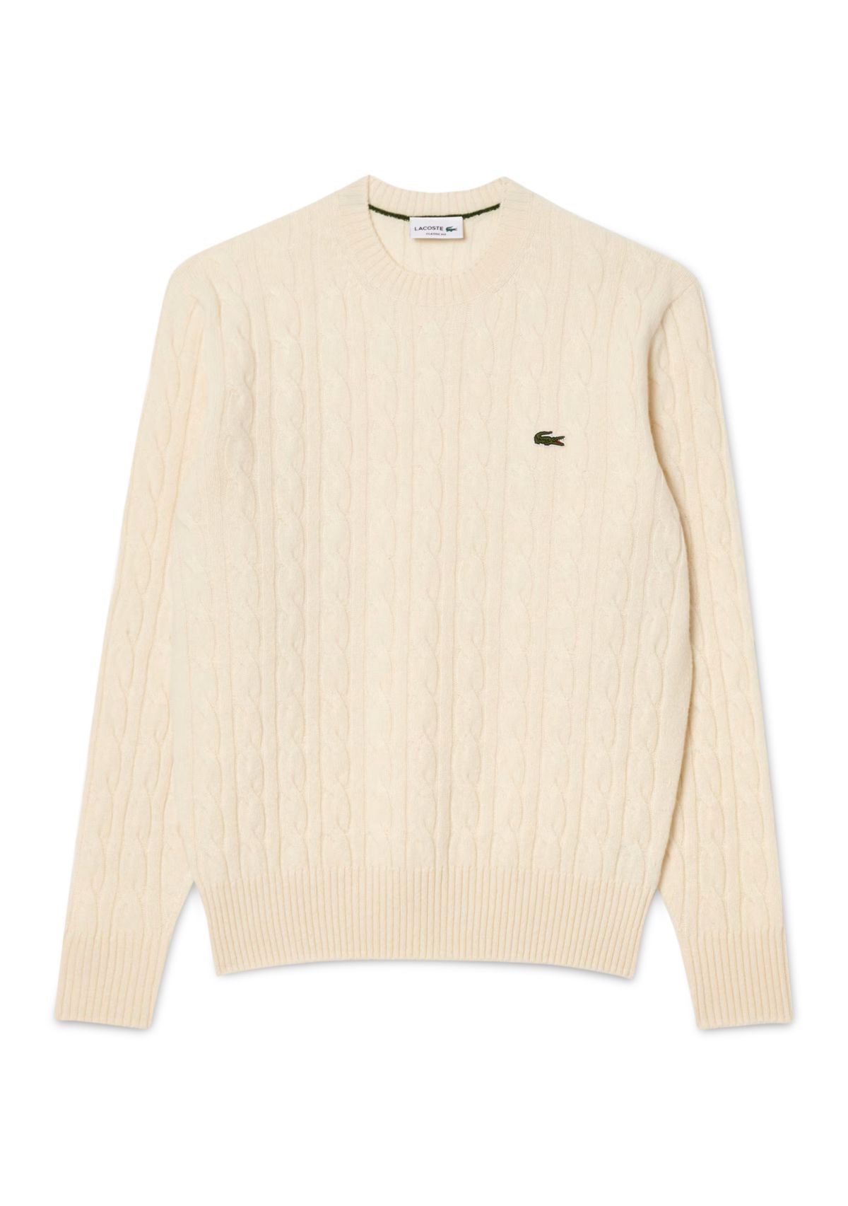 Mens Cable Knit Wool Crew Neck Sweater