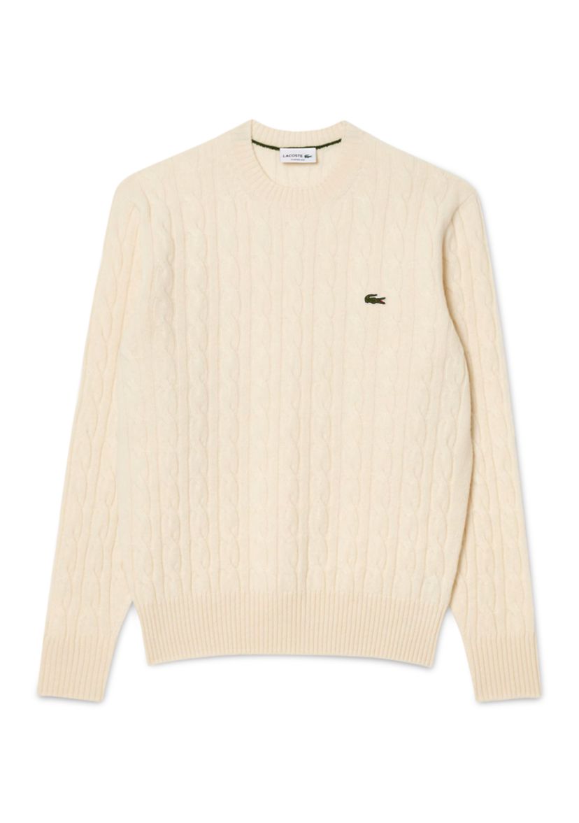 Mens Cable Knit Wool Crew Neck Sweater