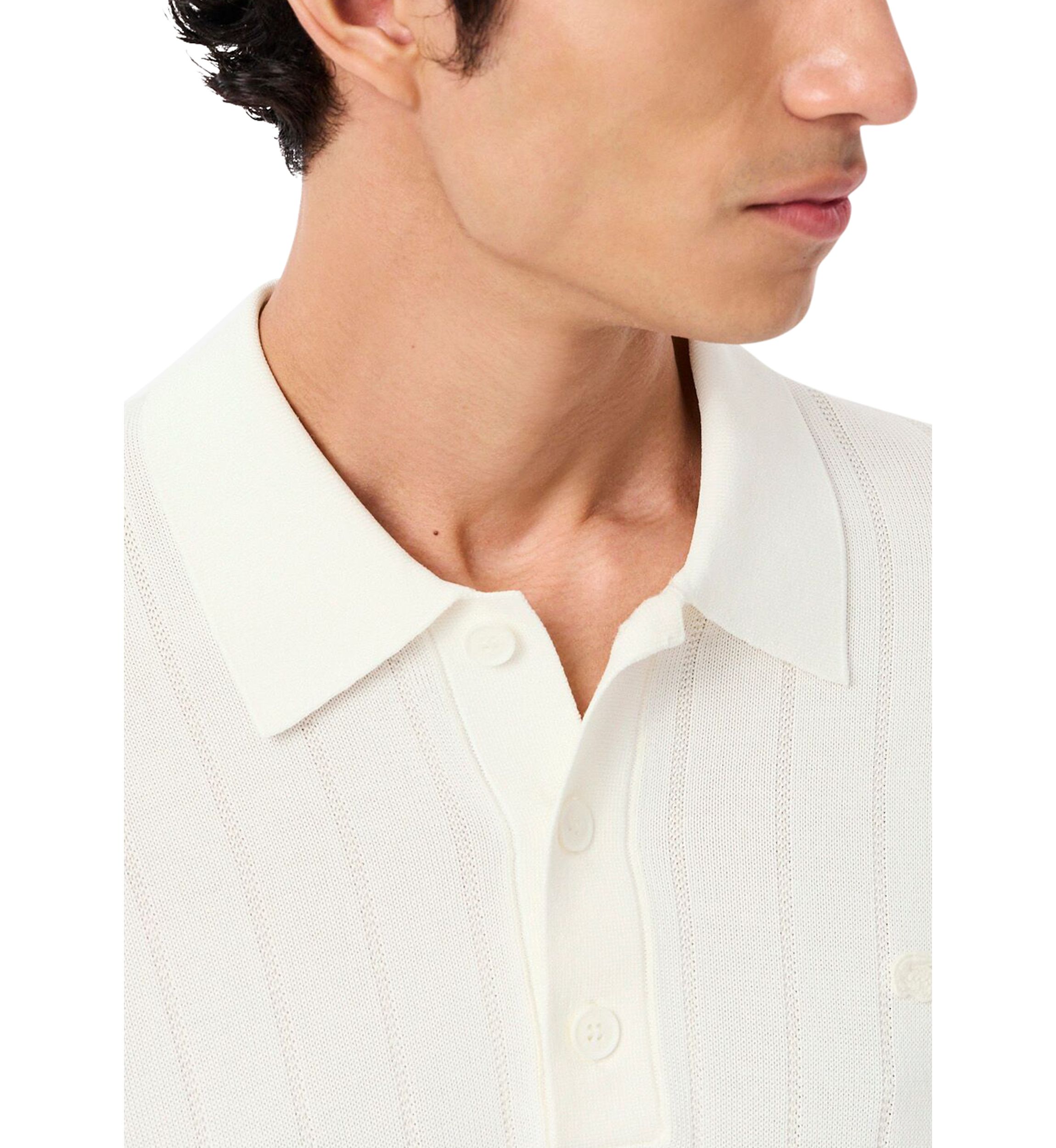 Mens Ribbed Knit Polo Collar Sweater