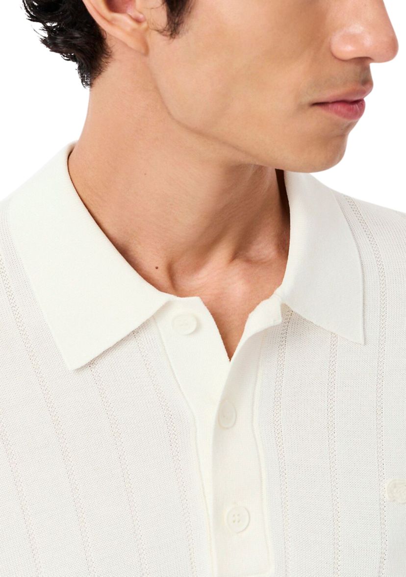 Mens Ribbed Knit Polo Collar Sweater