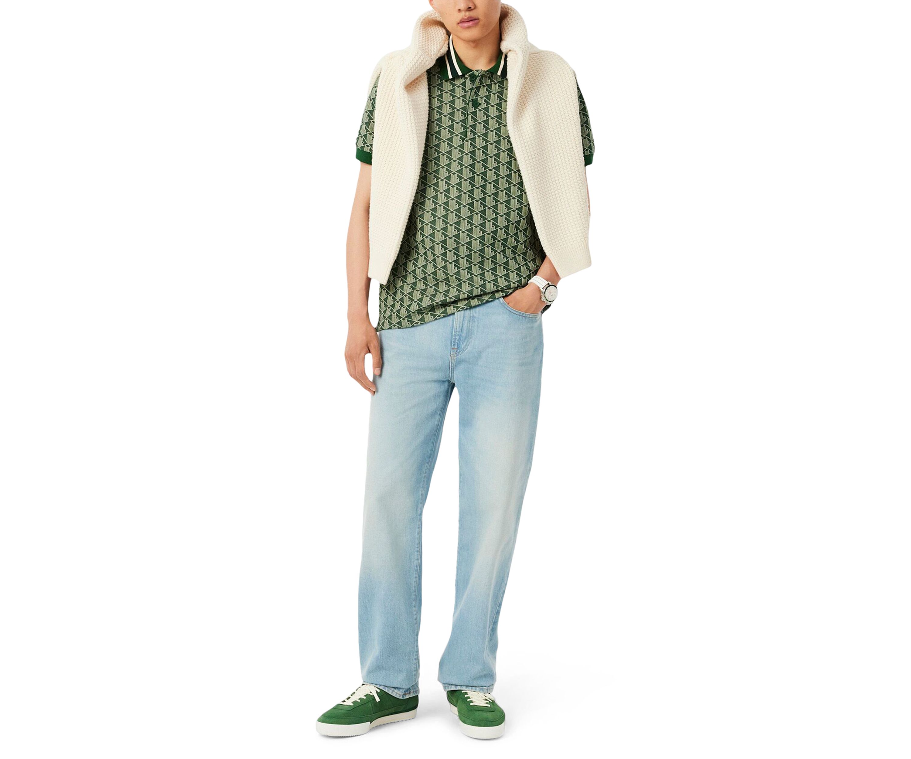 Mens Classic Fit Monogram Polo