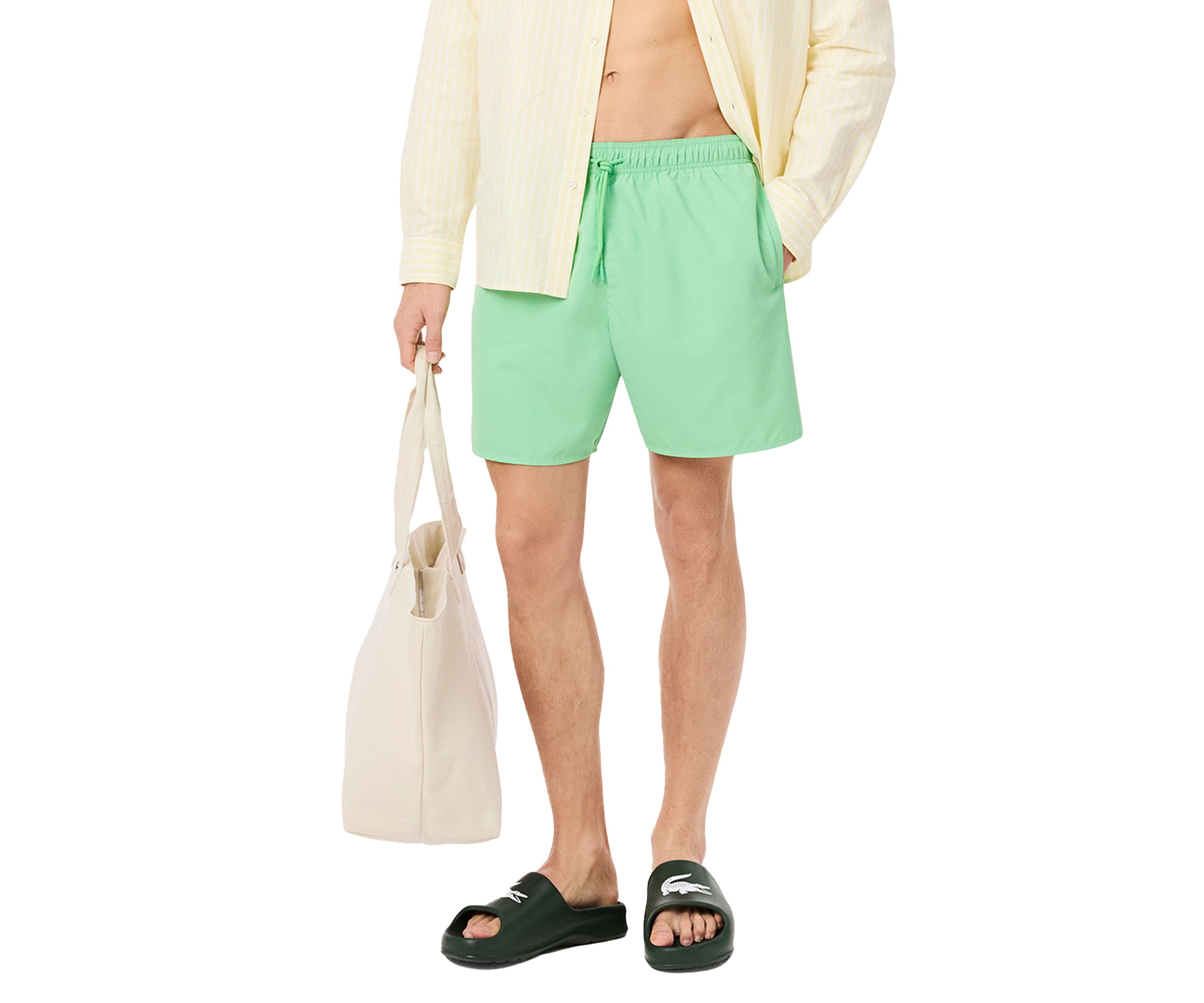 Mid Length Monochrome Swim Trunks