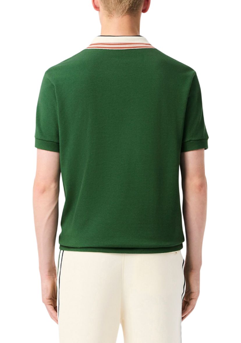 Mens Made In France Classic Fit Stripe Collar Polo Shirt