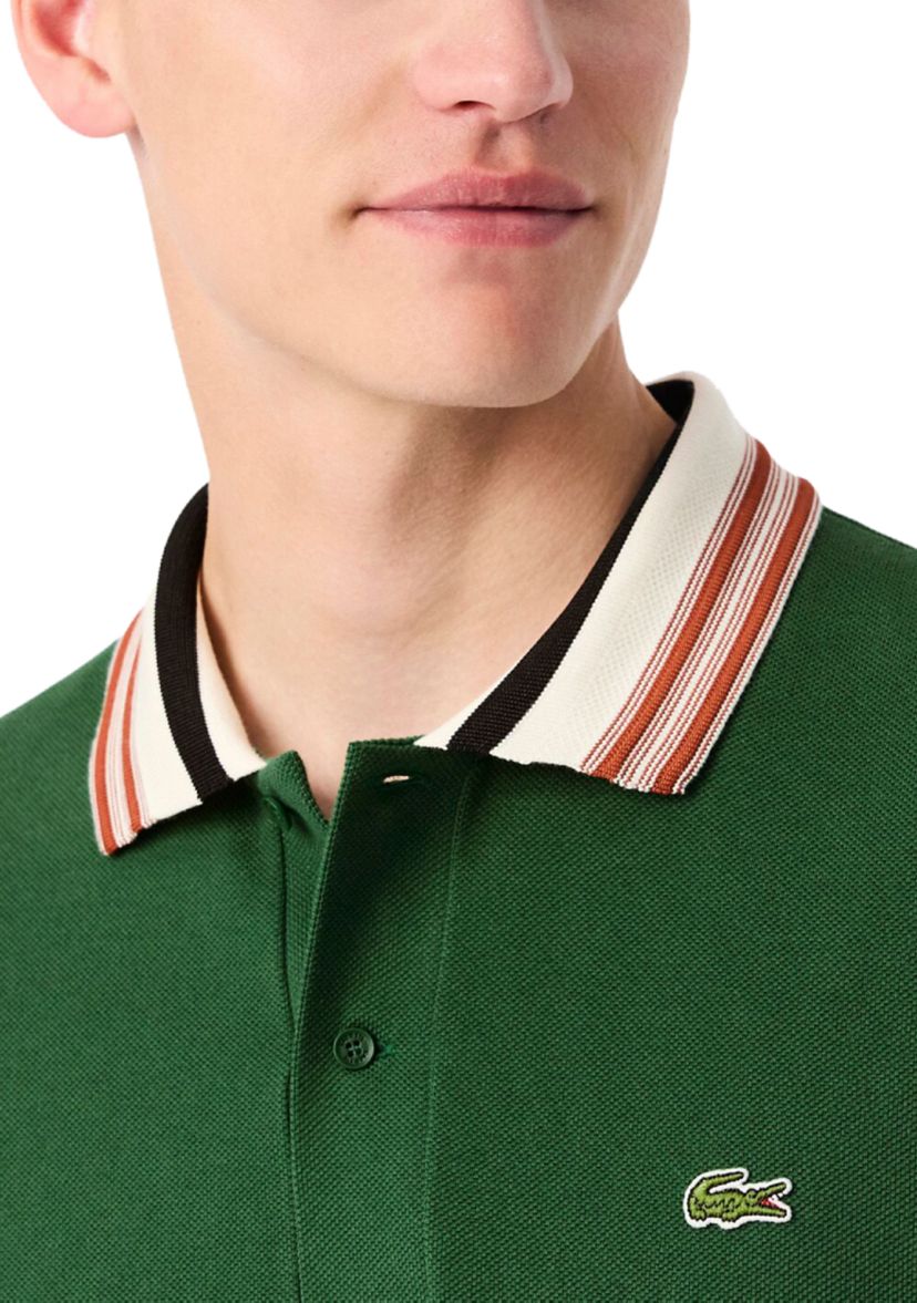 Mens Made In France Classic Fit Stripe Collar Polo Shirt