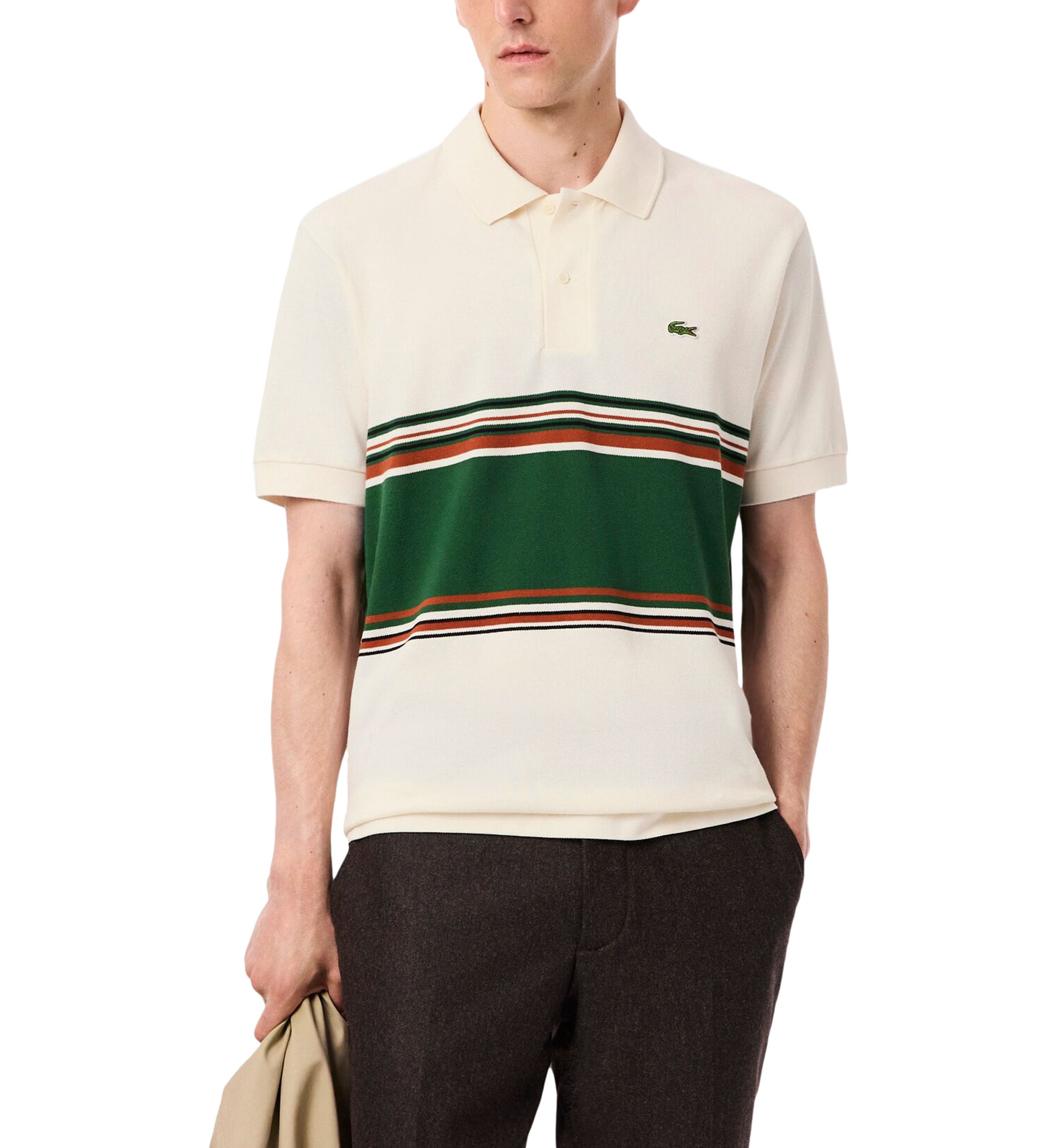 Mens Made In France Classic Fit Striped Polo