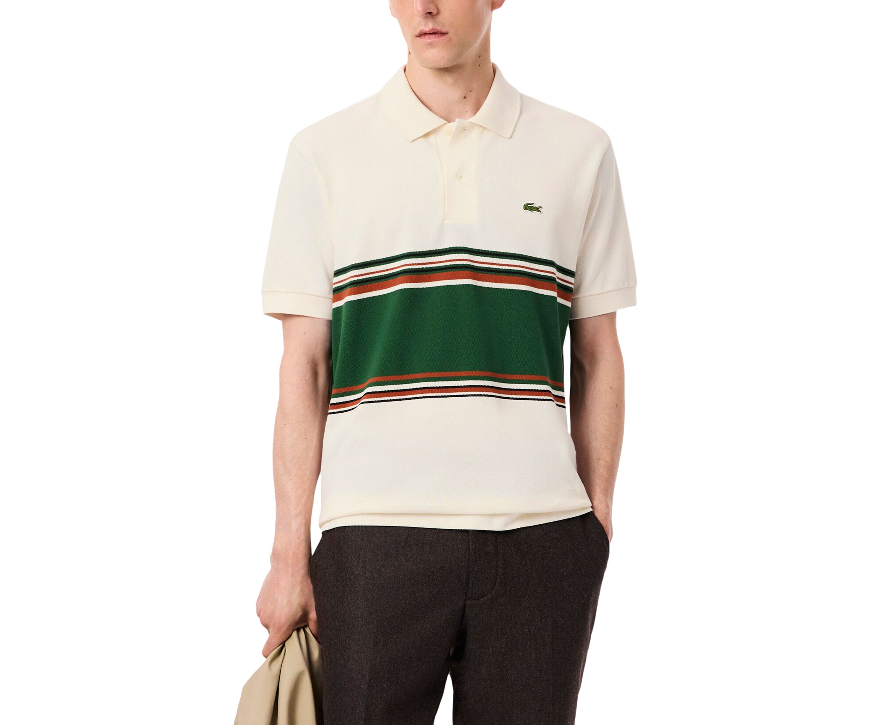 Mens Made In France Classic Fit Striped Polo