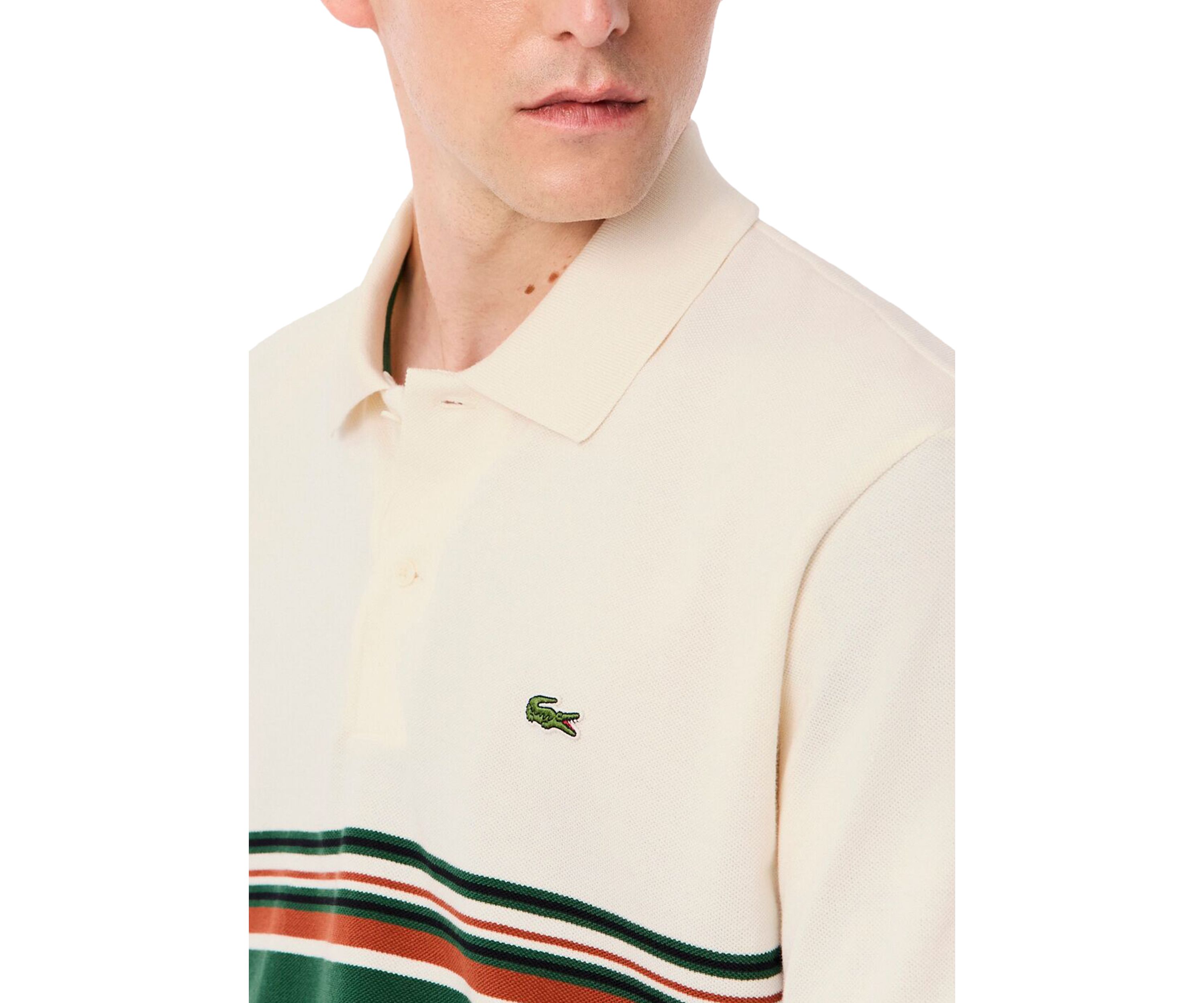 Mens Made In France Classic Fit Striped Polo