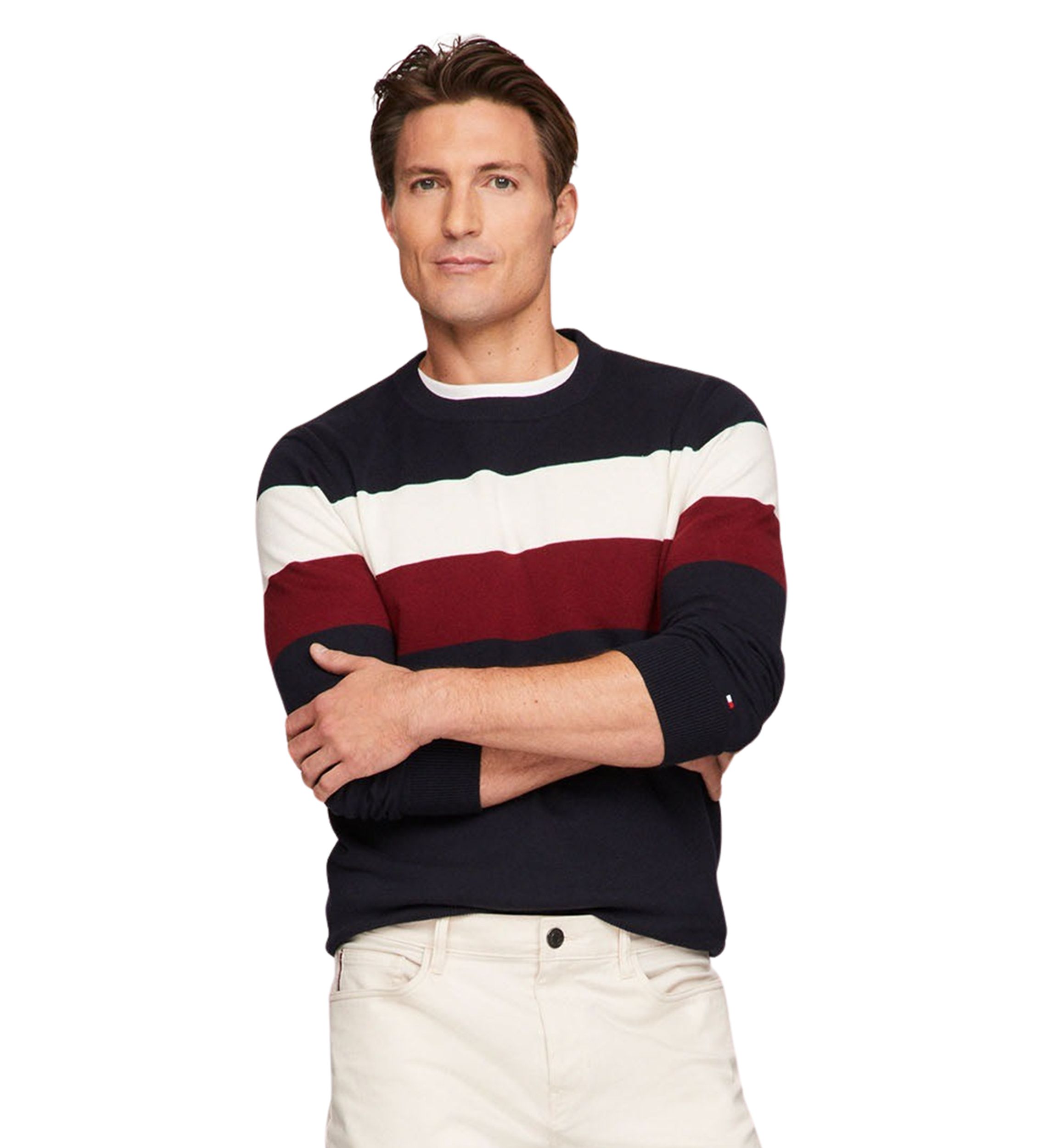 Mens Striped Crew Neck Sweater 