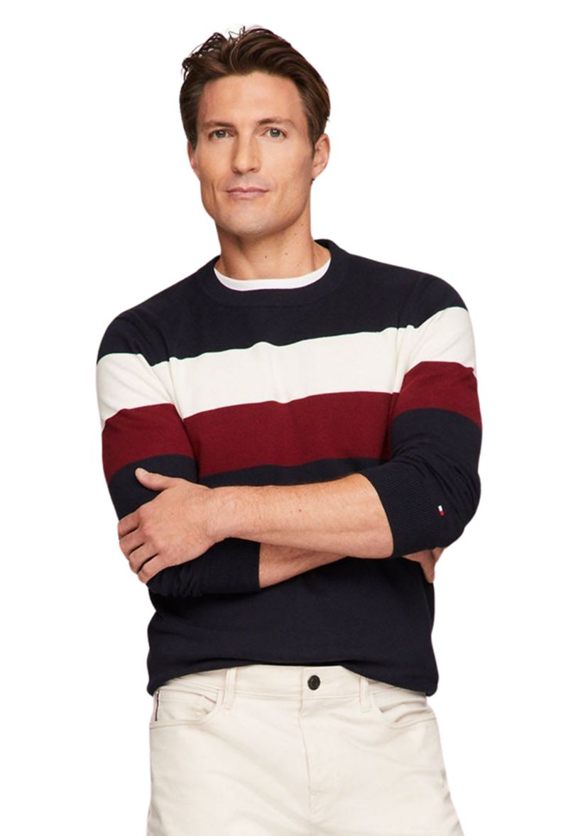 Mens Striped Crew Neck Sweater 