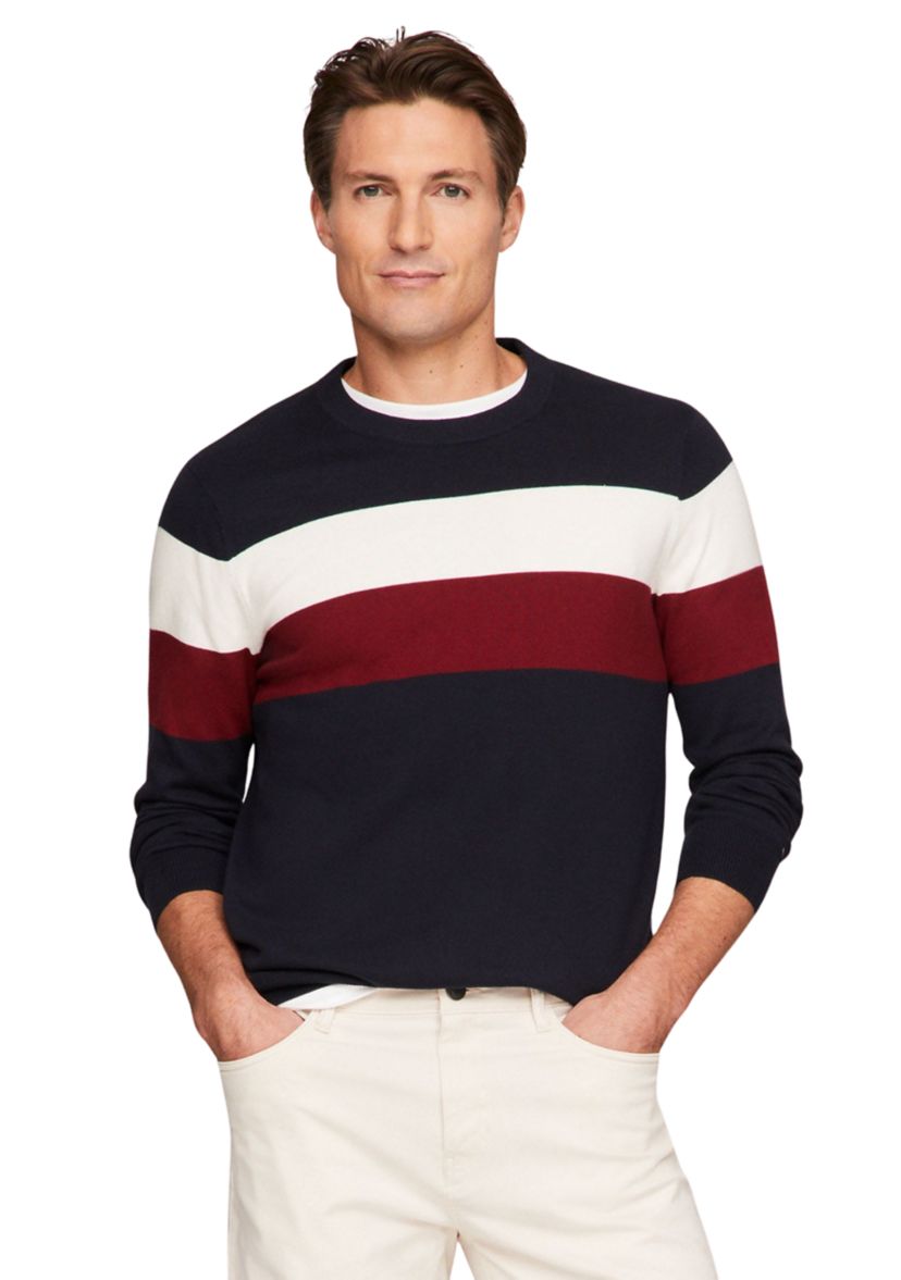 Mens Striped Crew Neck Sweater 
