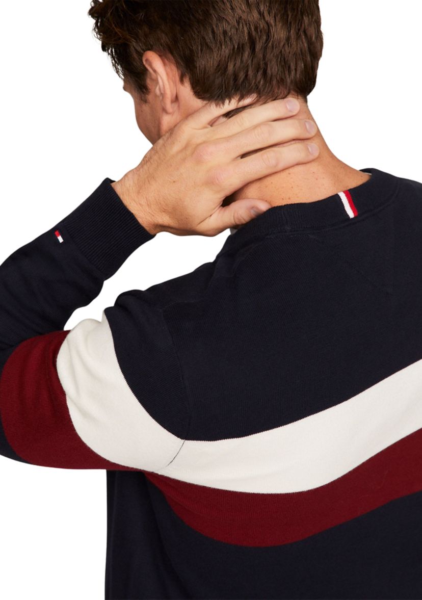 Mens Striped Crew Neck Sweater 